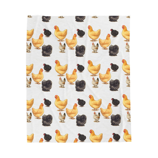 Cute Chickens Velveteen Plush Blanket | Fort Fluffy Butt Chicken Rescue