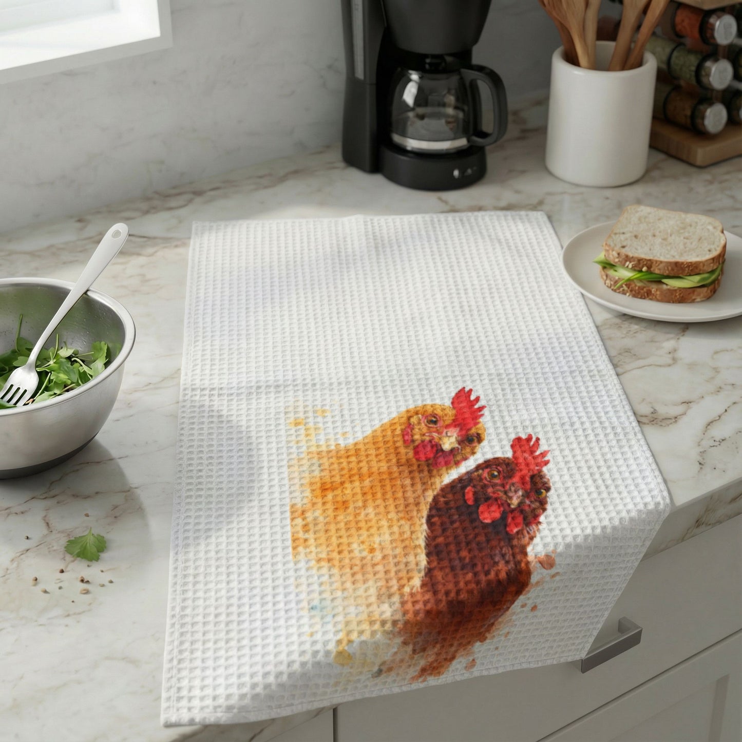 Chicken Waffle Weave Kitchen Towel β Mocha & Peaches Farmhouse Kitchen Towel