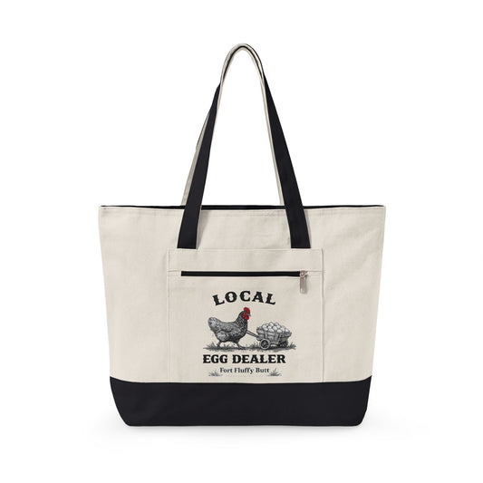 Local Egg Dealer Tote Bag – Funny Chicken Farmers Market Canvas Tote