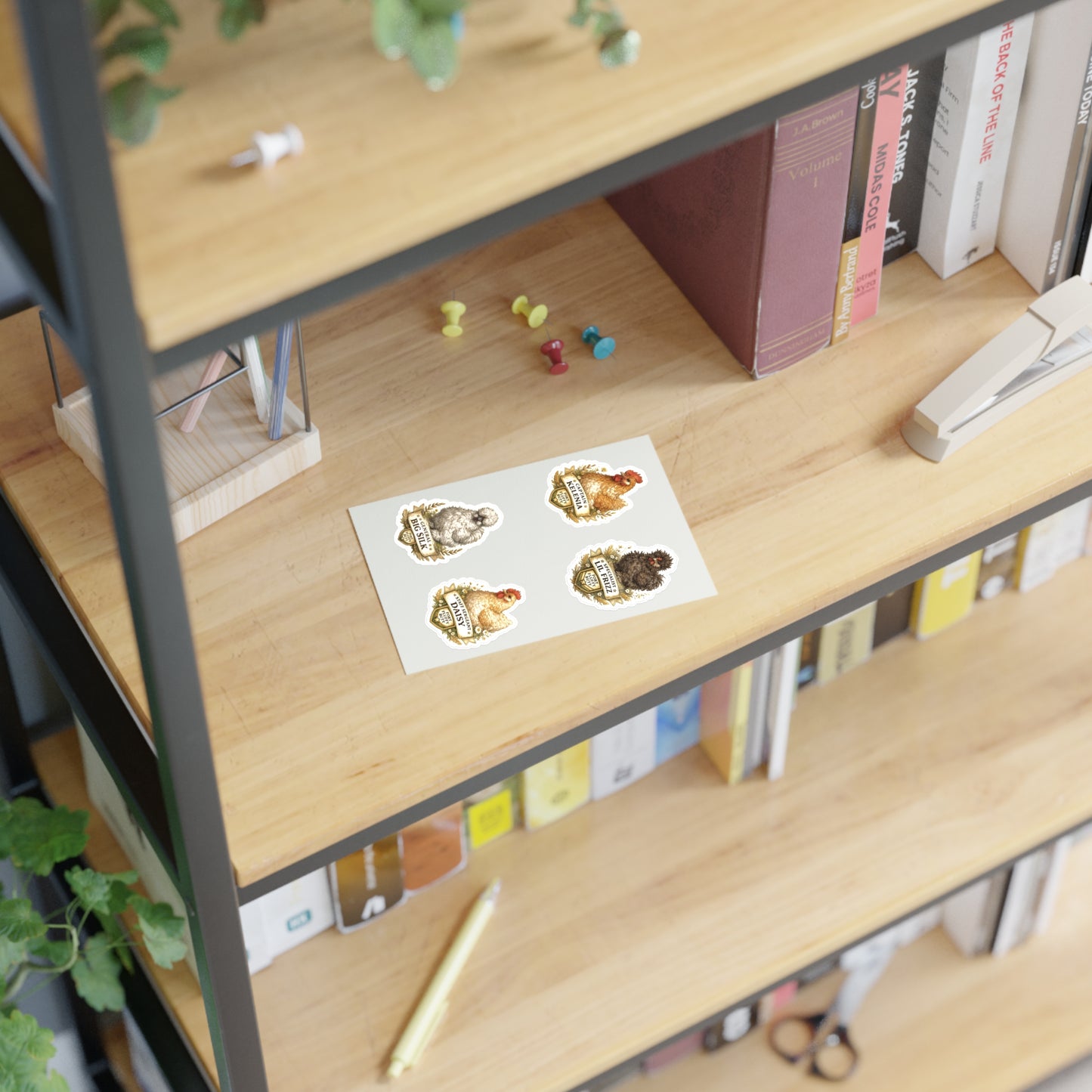 Fort Fluffy Butt Chicken Sticker Sheet – Cute Fluffy Chicken Vinyl Stickers (4 Designs) - Big Silk, Kelenia, Lil Frizz, and Daisy