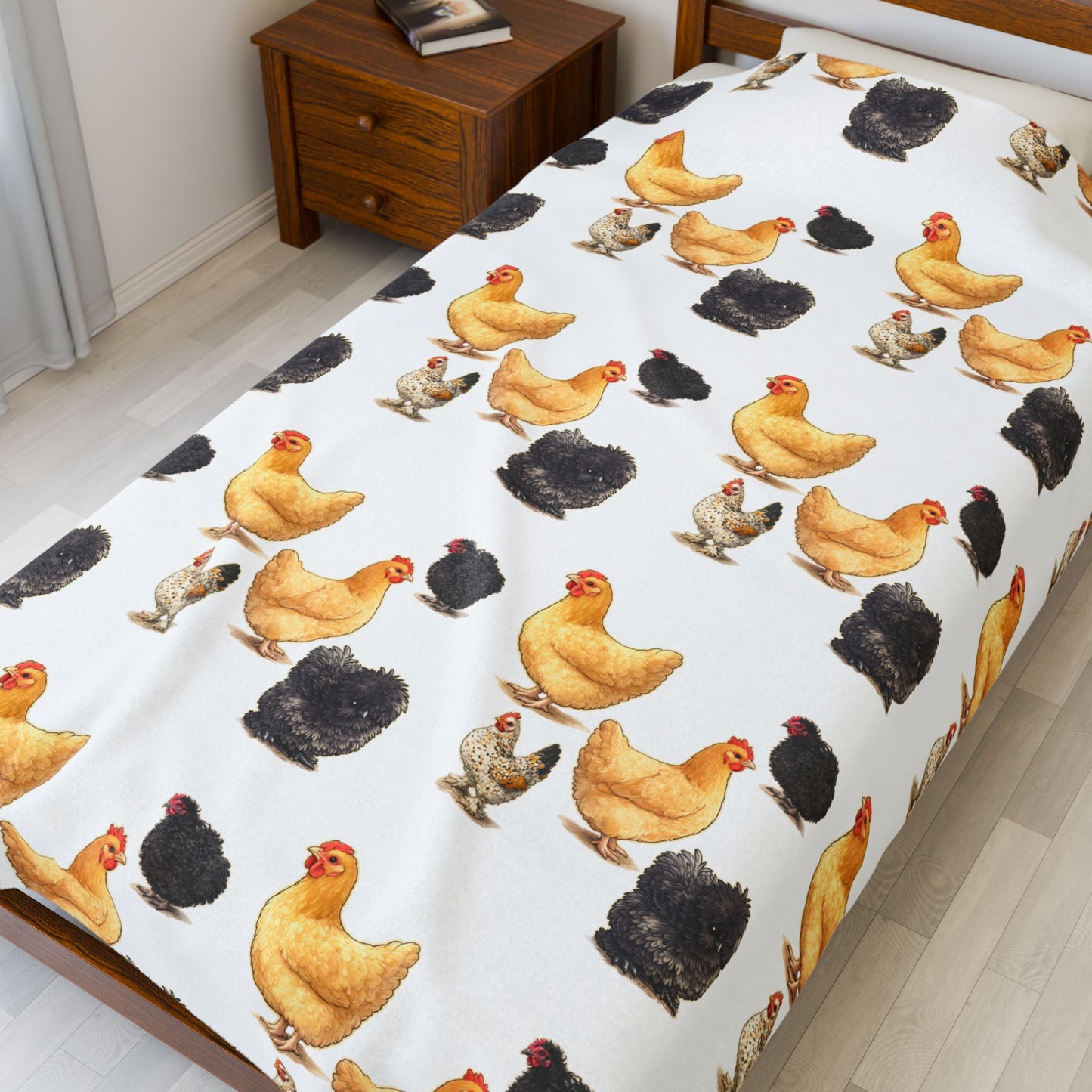 Cute Chickens Velveteen Plush Blanket | Fort Fluffy Butt Chicken Rescue