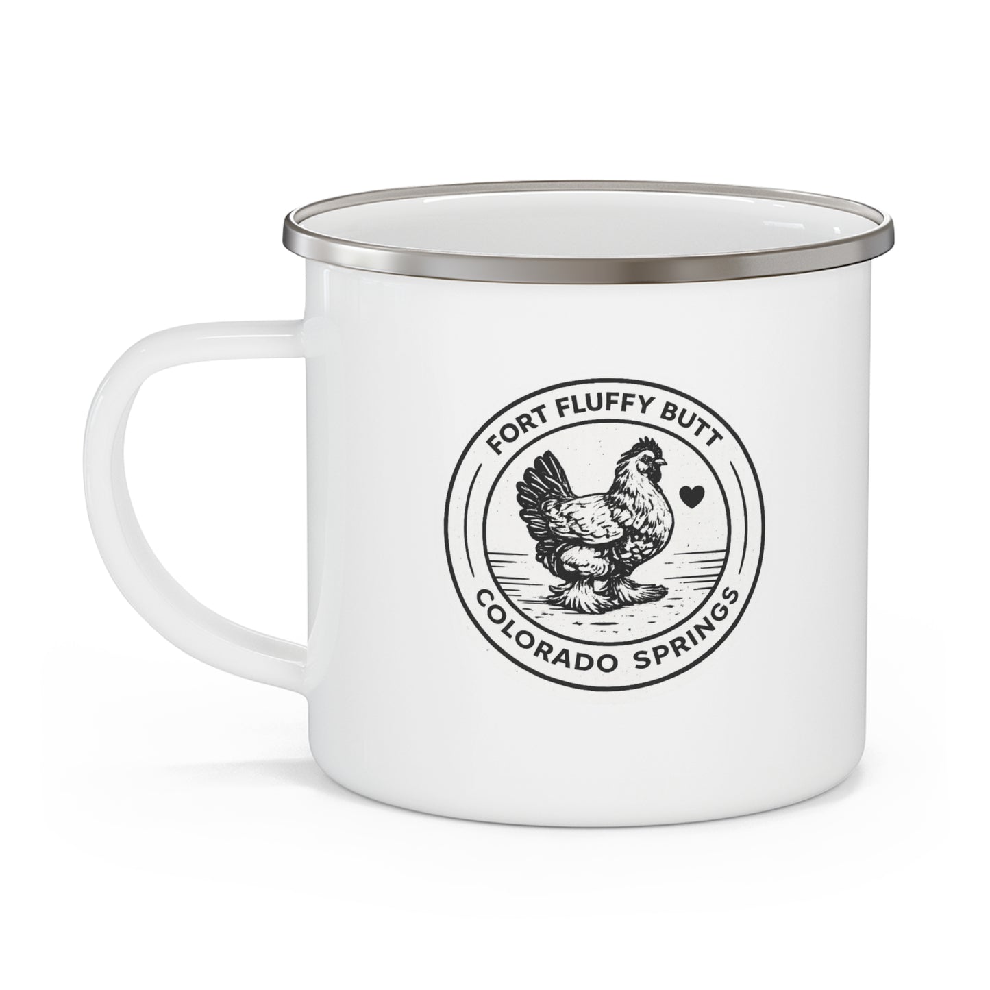 Fort Fluffy Butt Camp Mug – Chicken Enamel Mug | Colorado Springs
