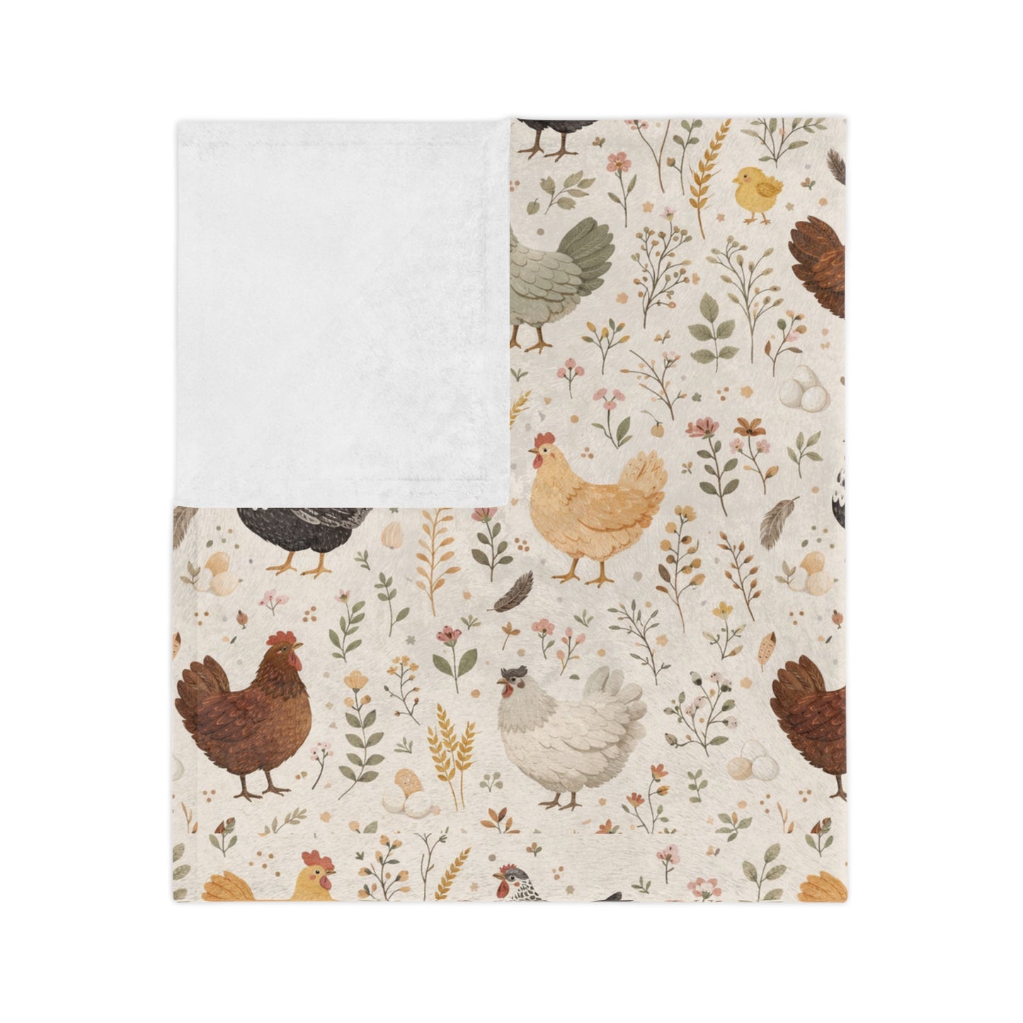 Chicken Pattern Velveteen Blanket – Cozy Farmhouse Throw for Chicken Lovers