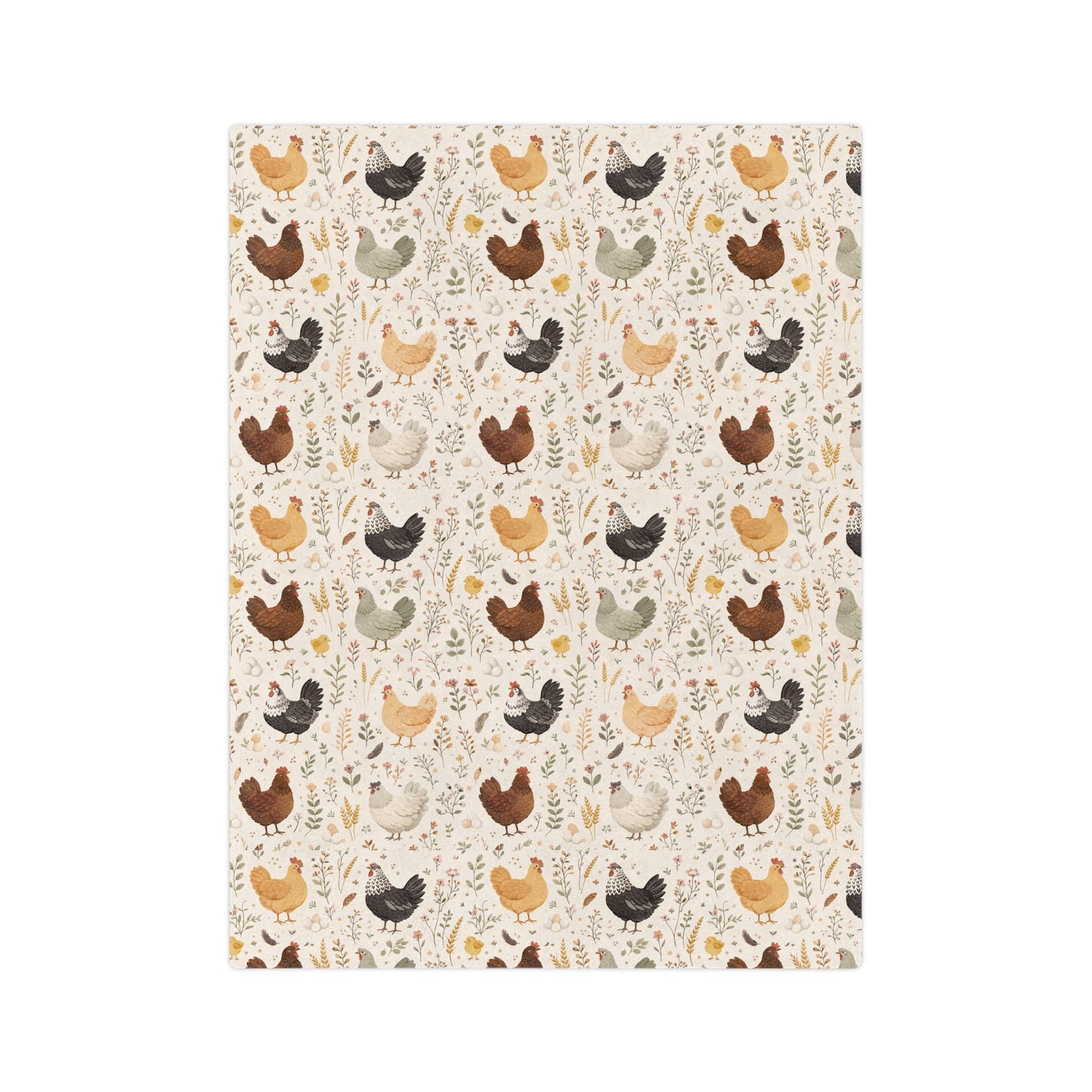 Chicken Pattern Velveteen Blanket – Cozy Farmhouse Throw for Chicken Lovers