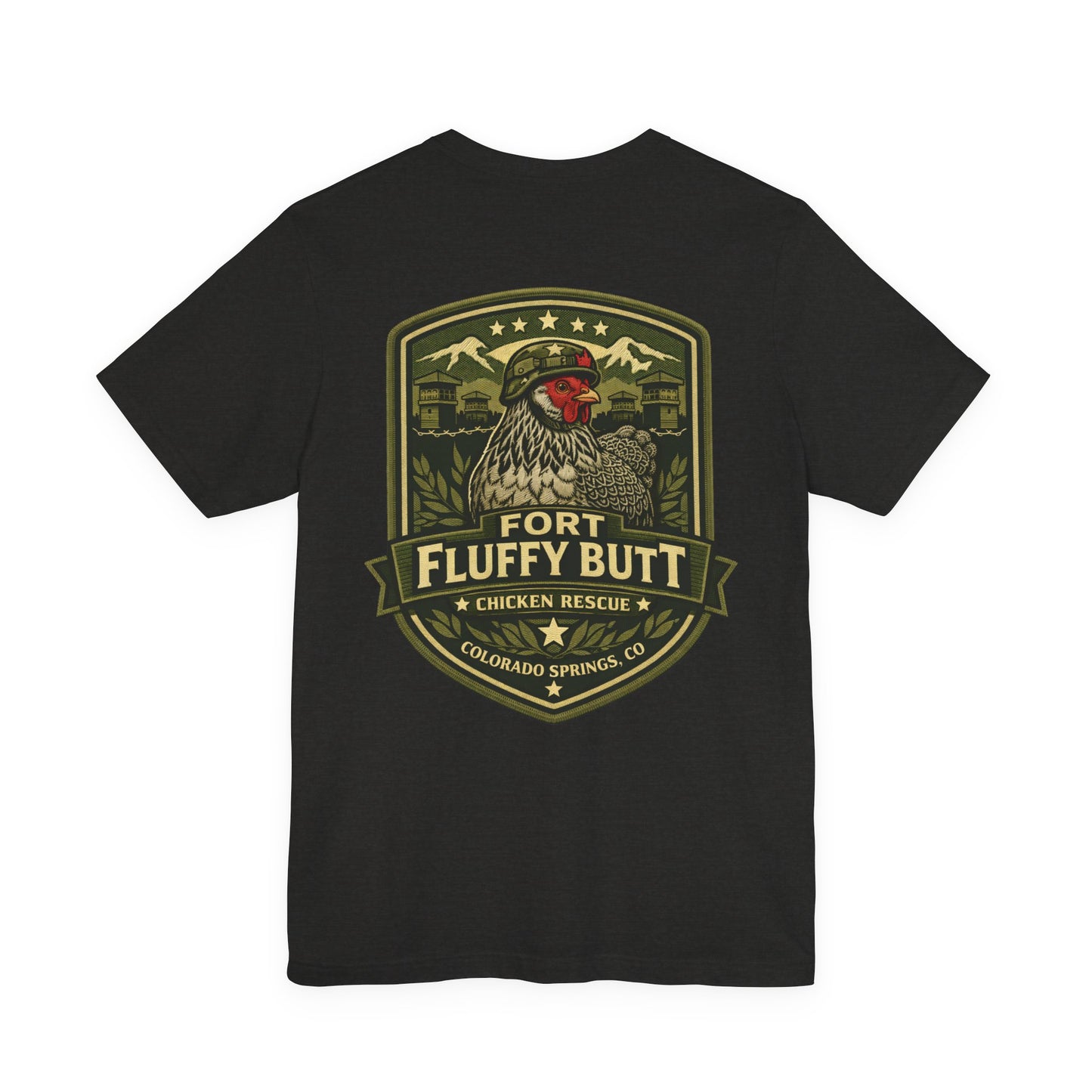 Lil' Frizz Logo Tee — “Fort Fluffy Butt” Vintage Patch Back Print