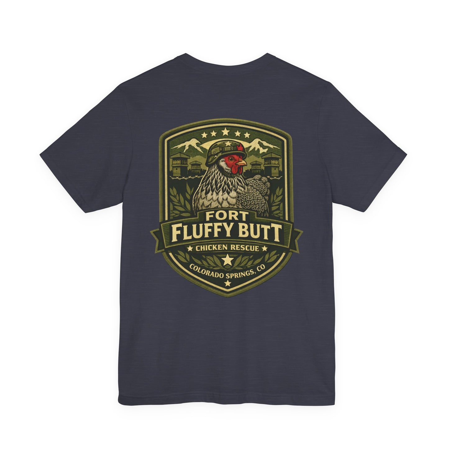 Lil' Frizz Logo Tee — “Fort Fluffy Butt” Vintage Patch Back Print