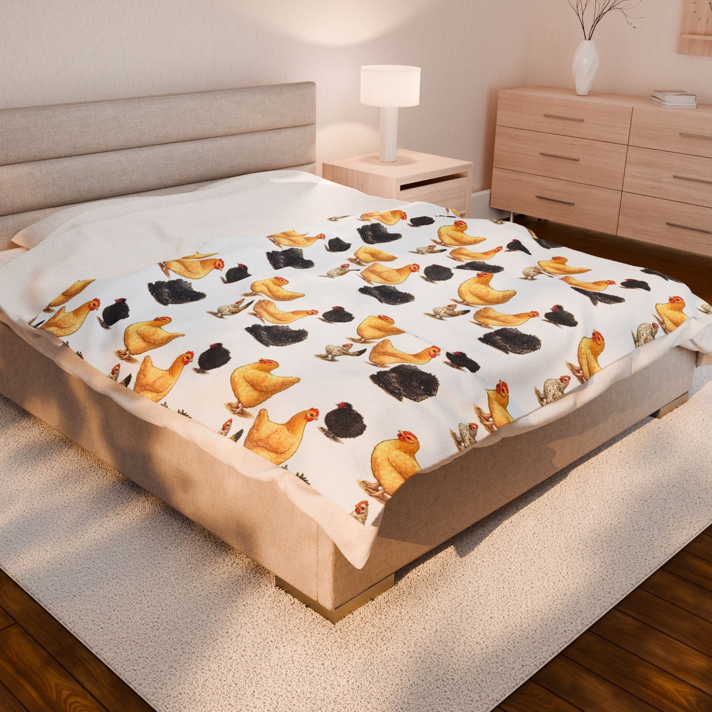 Cute Chickens Velveteen Plush Blanket | Fort Fluffy Butt Chicken Rescue