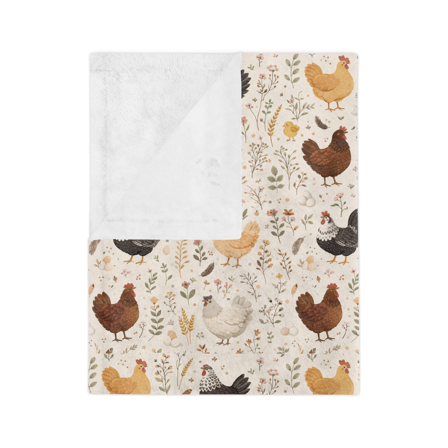 Chicken Pattern Velveteen Blanket – Cozy Farmhouse Throw for Chicken Lovers