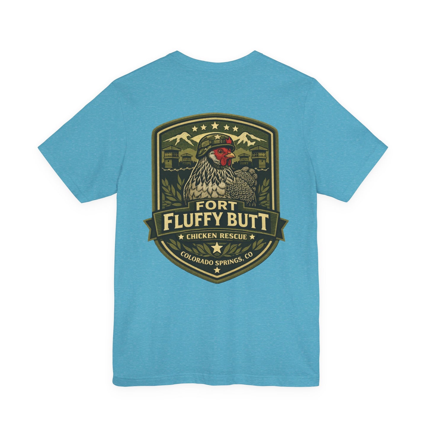 Lil' Frizz Logo Tee — “Fort Fluffy Butt” Vintage Patch Back Print