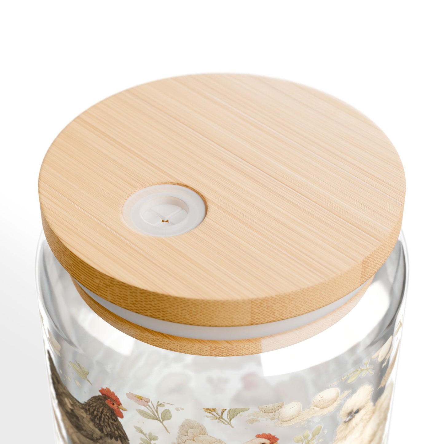 Chicken Glass Can Cup with Bamboo Lid – Fort Fluffy Butt Iced Coffee Tumbler