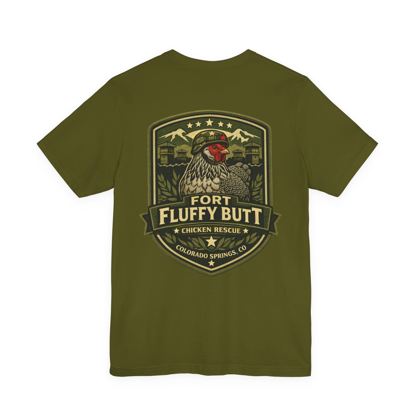 Lil' Frizz Logo Tee — “Fort Fluffy Butt” Vintage Patch Back Print