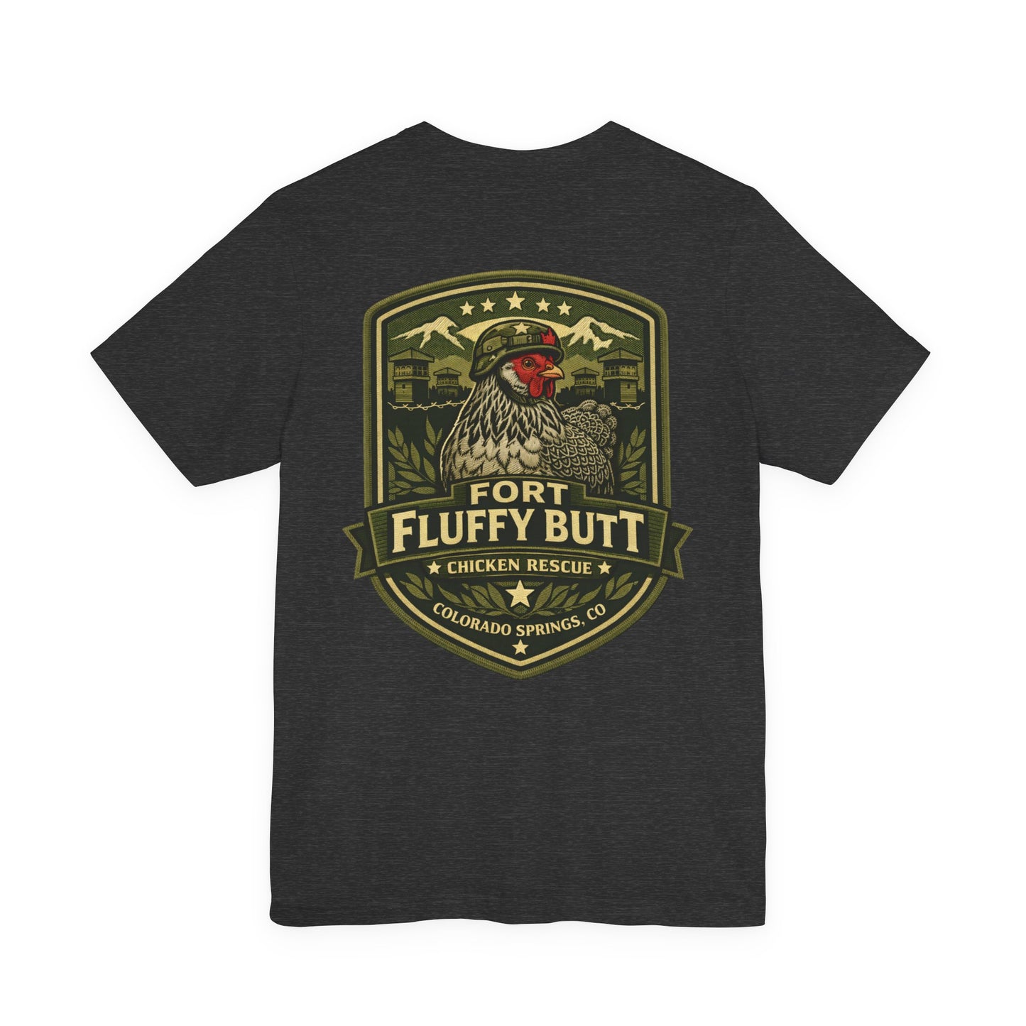 Lil' Frizz Logo Tee — “Fort Fluffy Butt” Vintage Patch Back Print