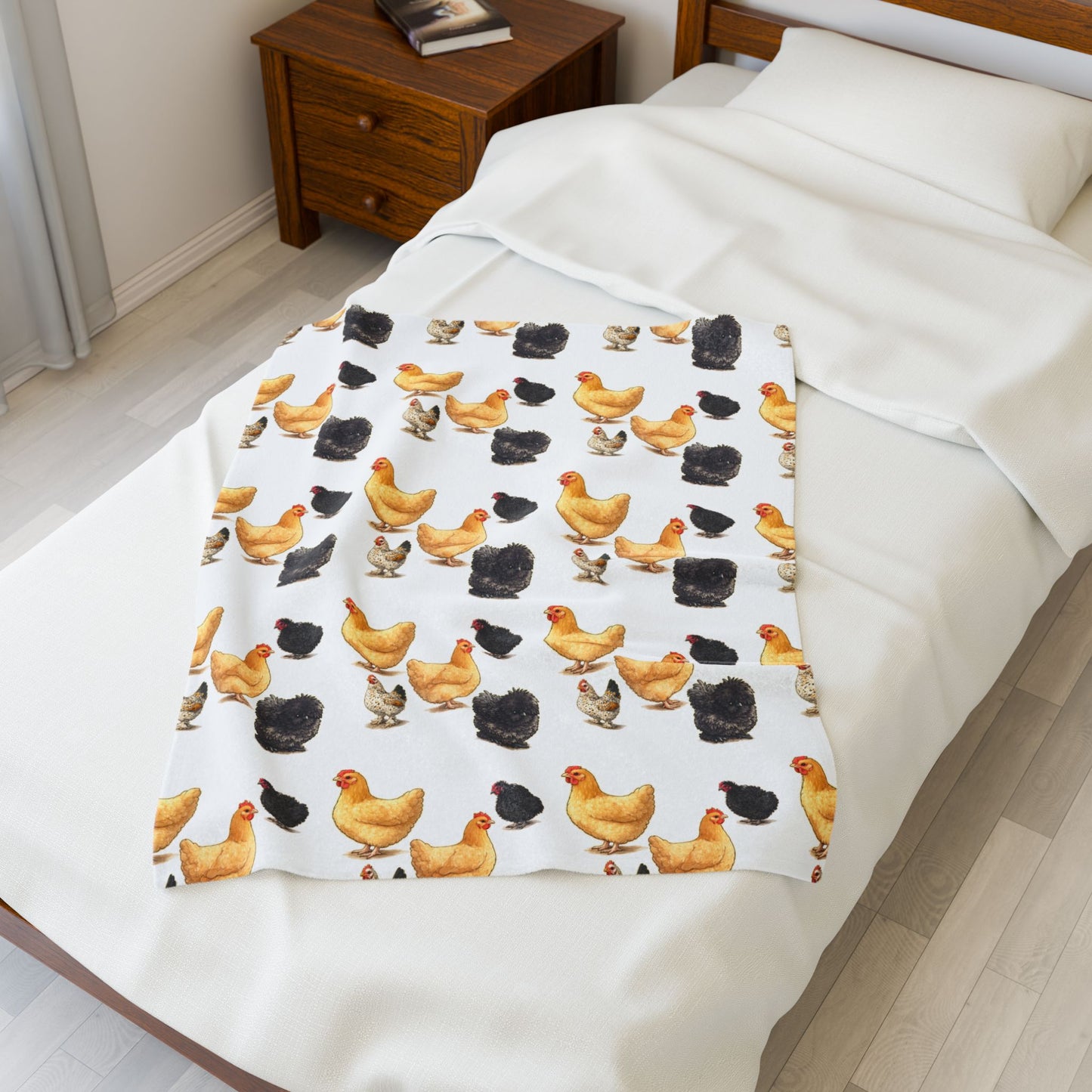 Cute Chickens Velveteen Plush Blanket | Fort Fluffy Butt Chicken Rescue