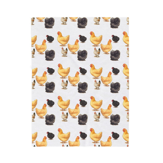 Cute Chickens Velveteen Plush Blanket | Fort Fluffy Butt Chicken Rescue