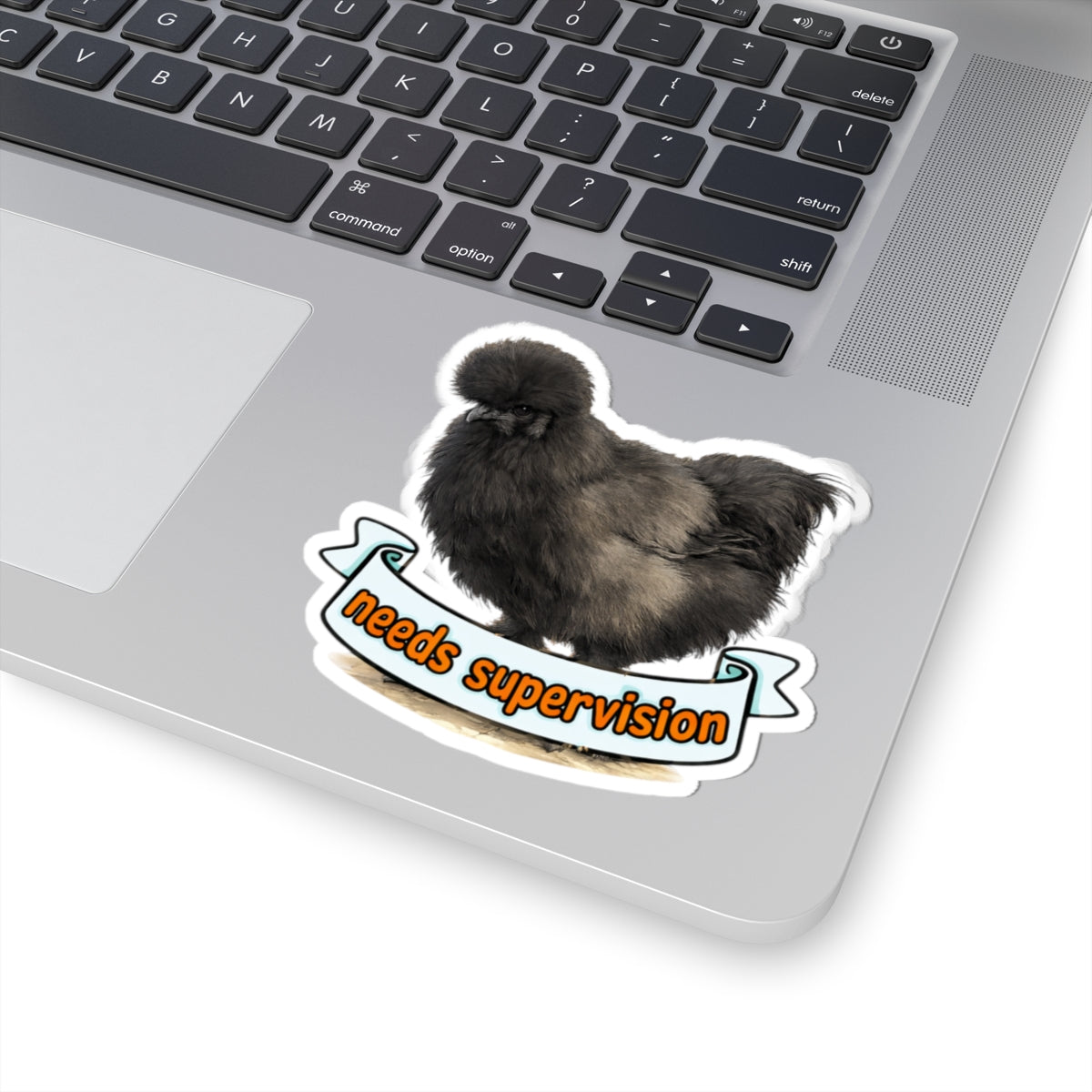 Needs Supervision Basil The Silkie Chicken Sticker | Kiss-Cut Sticker