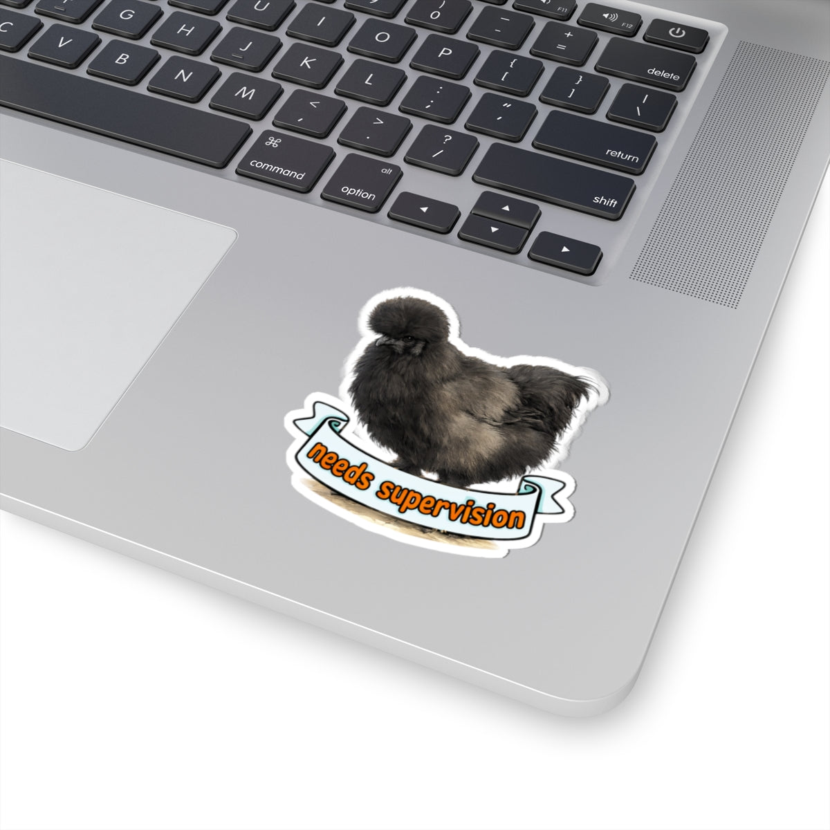 Needs Supervision Basil The Silkie Chicken Sticker | Kiss-Cut Sticker