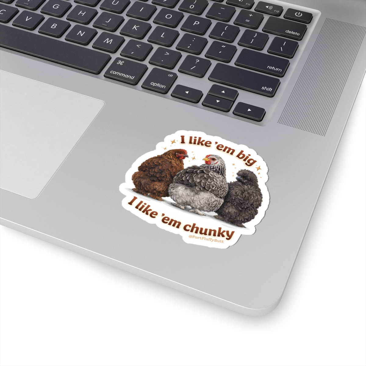 I Like ’Em Big, I Like ’Em Chunky Chicken Sticker — Jazzy, Brahma Mama & Big Silk The Rescue Chickens