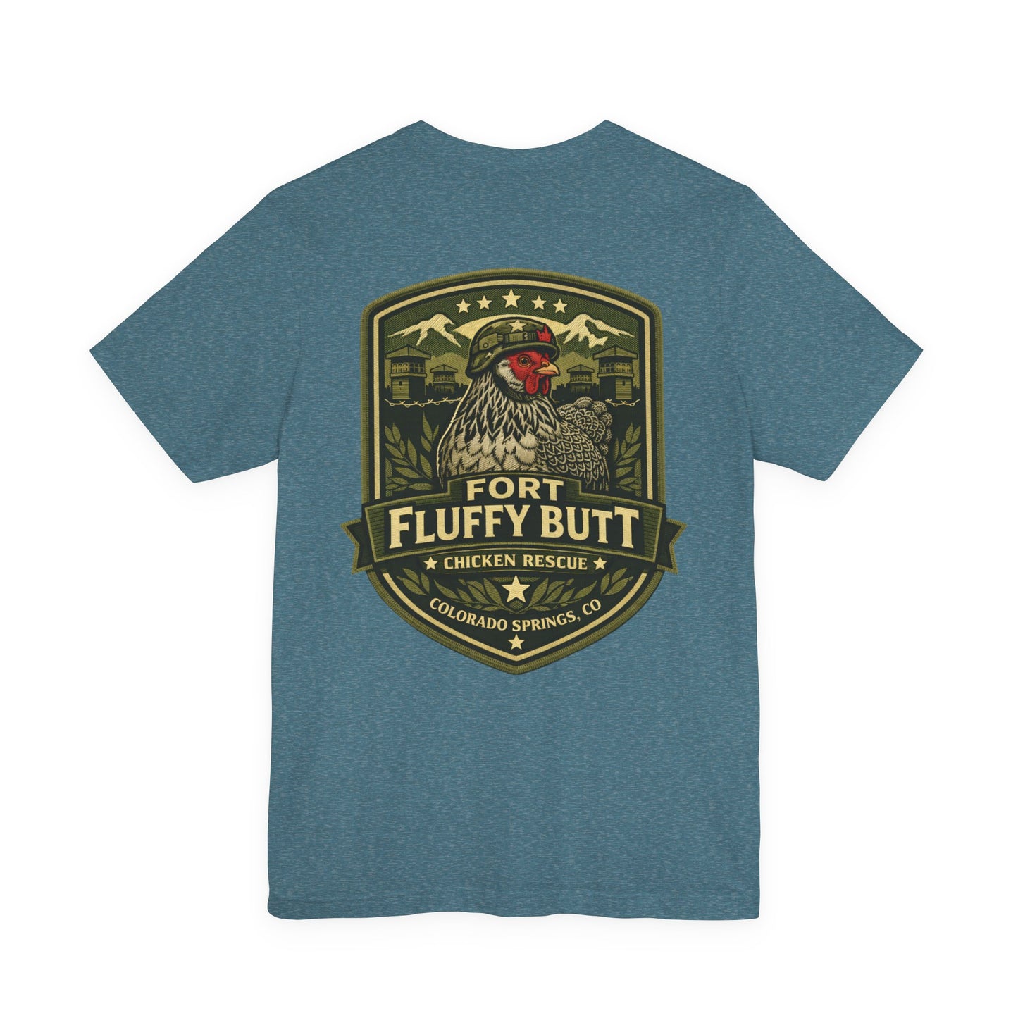 Lil' Frizz Logo Tee — “Fort Fluffy Butt” Vintage Patch Back Print
