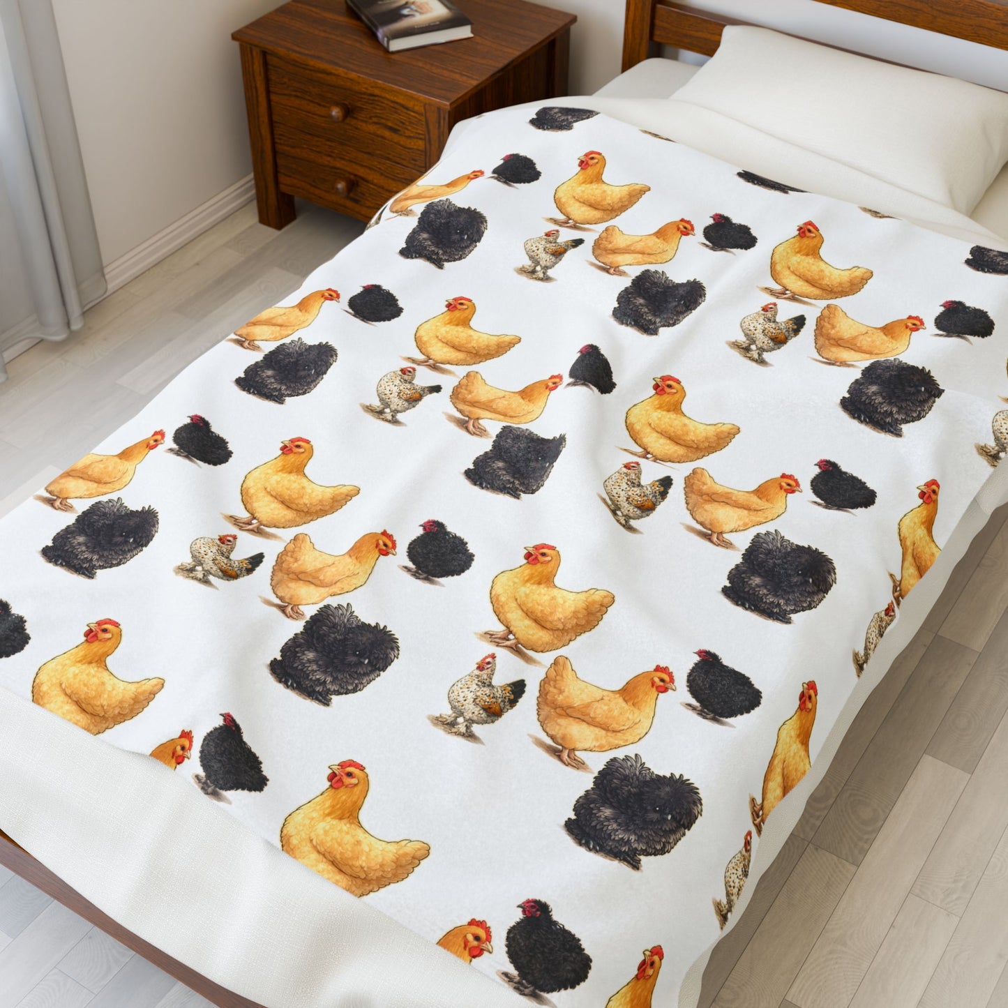 Cute Chickens Velveteen Plush Blanket | Fort Fluffy Butt Chicken Rescue