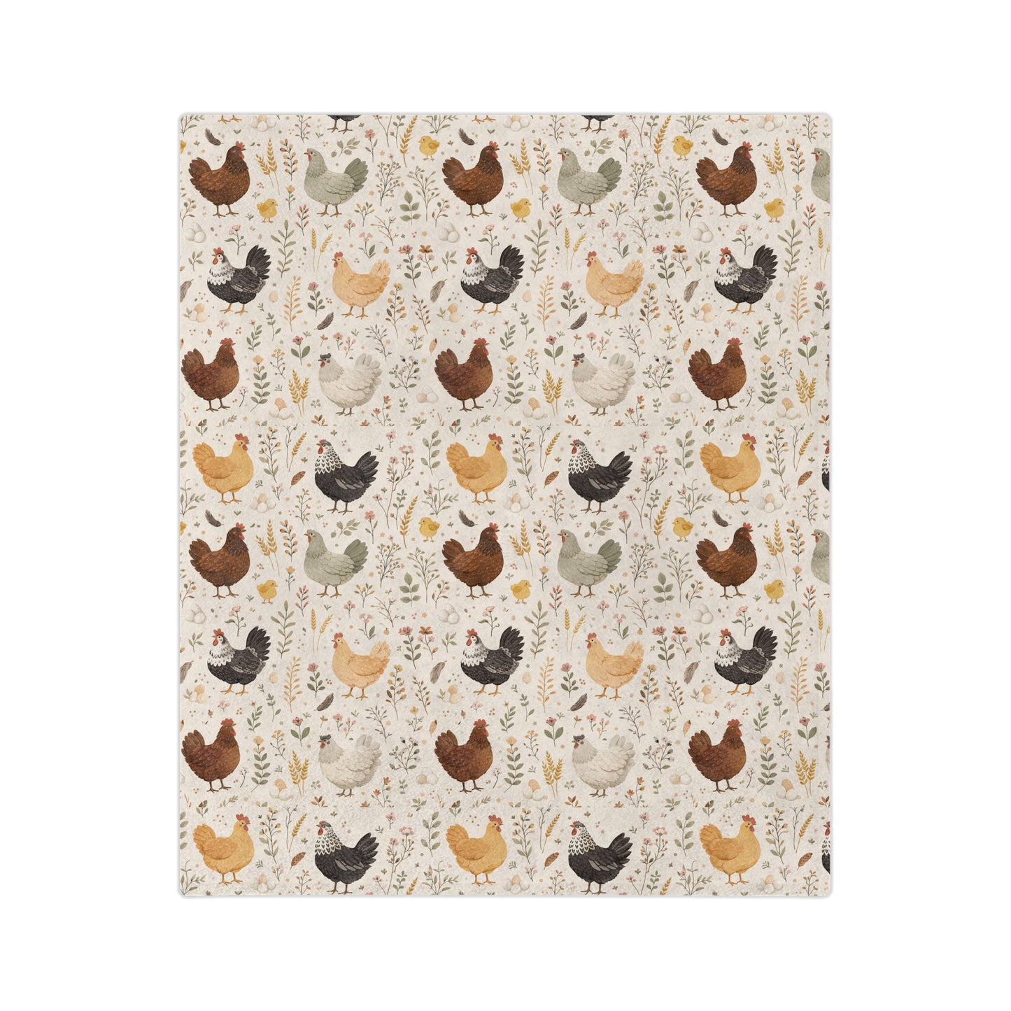 Chicken Pattern Velveteen Blanket – Cozy Farmhouse Throw for Chicken Lovers