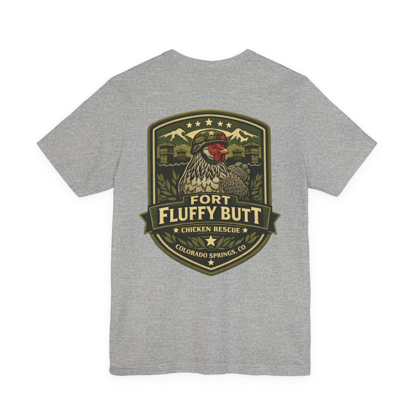 Lil' Frizz Logo Tee — “Fort Fluffy Butt” Vintage Patch Back Print